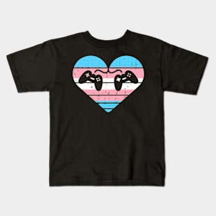 Transgender Heart Game Controllers Gaming Trans Pride Gamer Kids T-Shirt